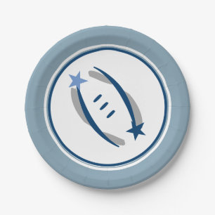Prato De Papel Placas de papel Silver Blue & Blue Football de 7"