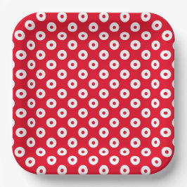 Prato De Papel Placas de papel simples, vermelho e branco, de pon