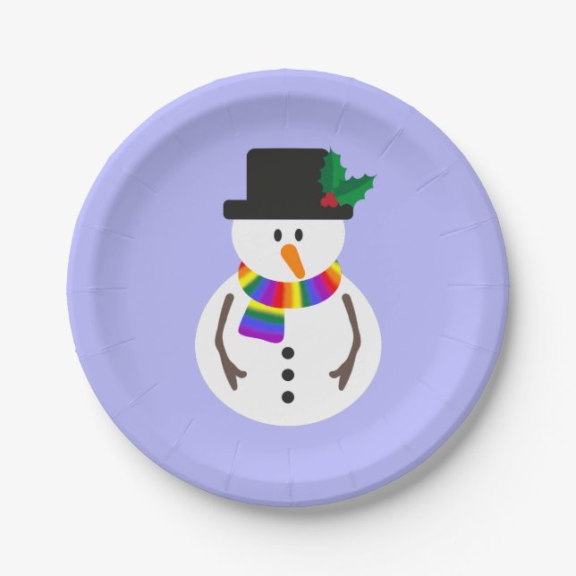 Prato De Papel Placas de papel Snowman do Orgulho LGBT+ (Frente)