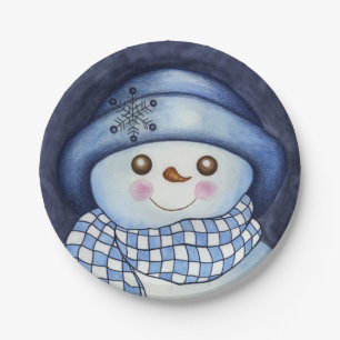 Prato De Papel Placas de papel Snowman para festas de Natal