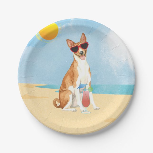 Prato De Papel Placas de papel Summer Basenji (Frente)