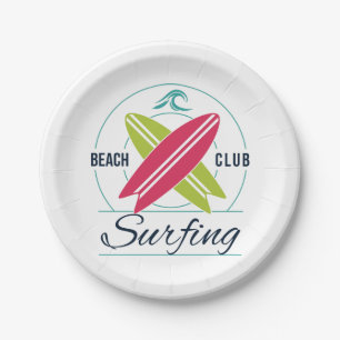 Prato De Papel Placas de papel surfando do clube da praia