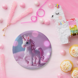 Prato De Papel Placas de papel Unicorn cor-de-rosa