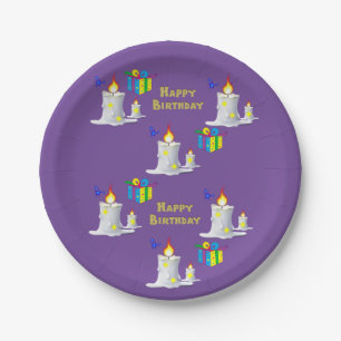 Prato De Papel Placas de Papel, Velas Feliz de Aniversário