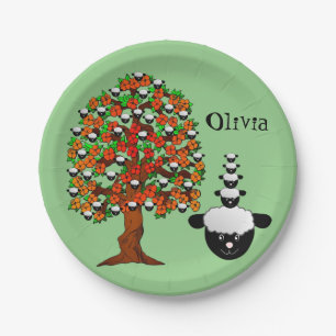 Prato De Papel Placas de papel, verde-árvore de ovelha