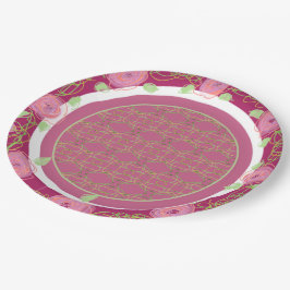 Prato De Papel Placas De Papel Verde E Rosa De Borgonha