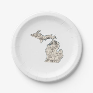 Prato De Papel Placas De Papelão De Mapas De Imagens De Michigan