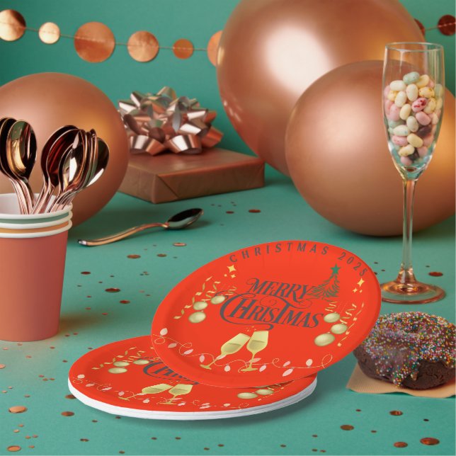 Prato De Papel Placas de Papelão de Natal Muito Feliz (Múltiplo)