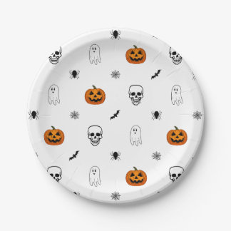 Prato De Papel Placas de Papelão de Padrão do Halloween Branco