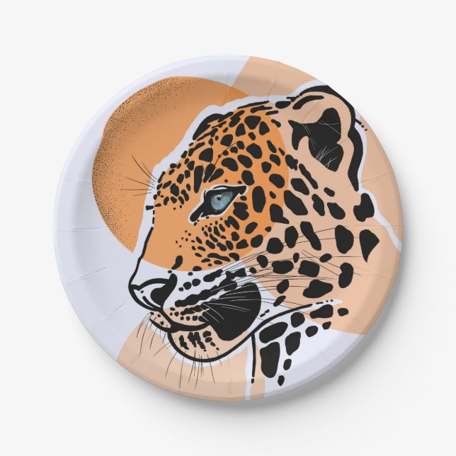 Prato De Papel Placas de Partido de Impressão Leopardo (Frente)