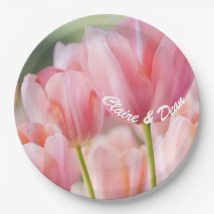 Prato De Papel Placas de Partido de Papel Tulipado Rosa Personali