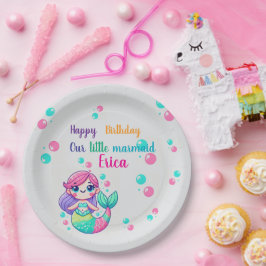 Prato De Papel Placas de Tema de Sereia Coloridas para Aniversári