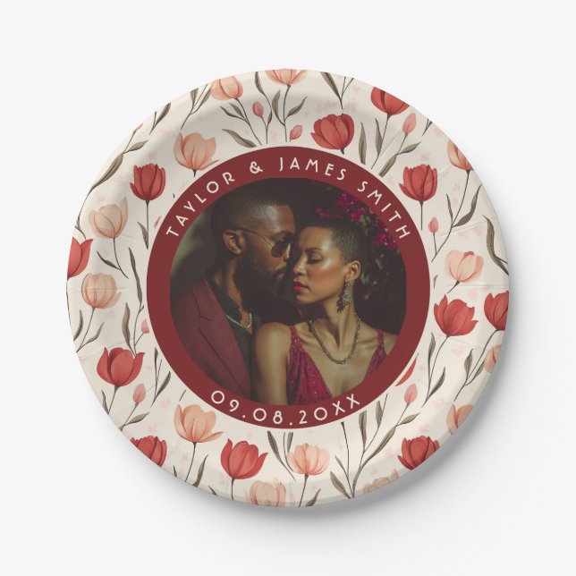 Prato De Papel Placas De Tulipas Elegantes Para Favor De Convidad (Frente)
