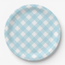 Prato De Papel Placas de Xadrez de Gingham Azul e Branco