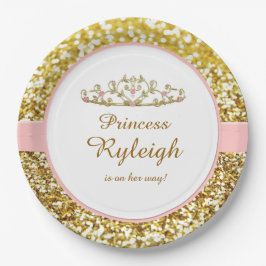 Prato De Papel Placas do rosa e da princesa do ouro