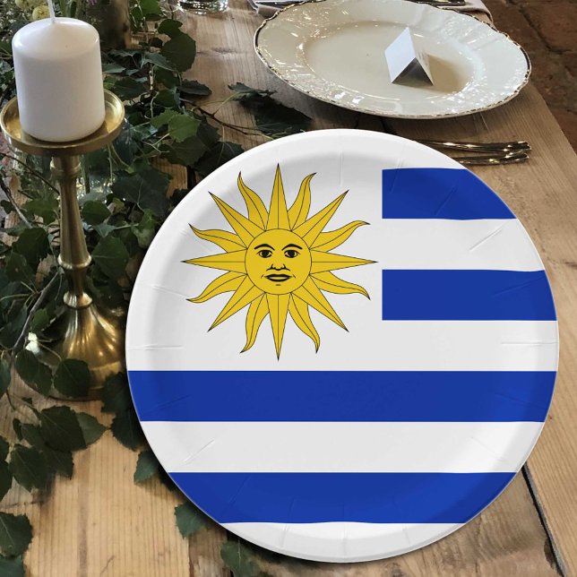 Prato De Papel Placas, festas, esportes, Uruguai Flag (Criador carregado)