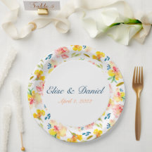 Placas Florais Quentes, Amarelas e Cor-de-Água Ros