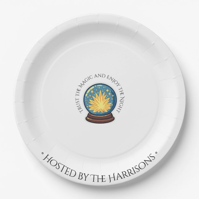 Prato De Papel Placas Jantadas do Crystal Ball Halloween (Frente)