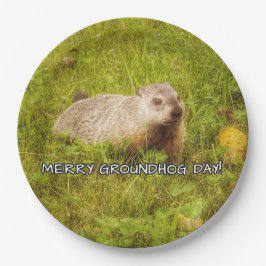 Prato De Papel Placas para o Dia da Marmota da feliz