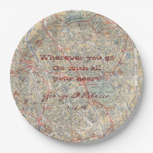 Prato De Papel Placas personalizadas do mapa