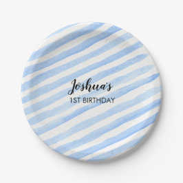 Prato De Papel Placas personalizadas do partido da listra azul