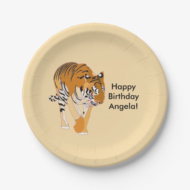 Prato De Papel Placas personalizadas tigre de passeio do (Frente)