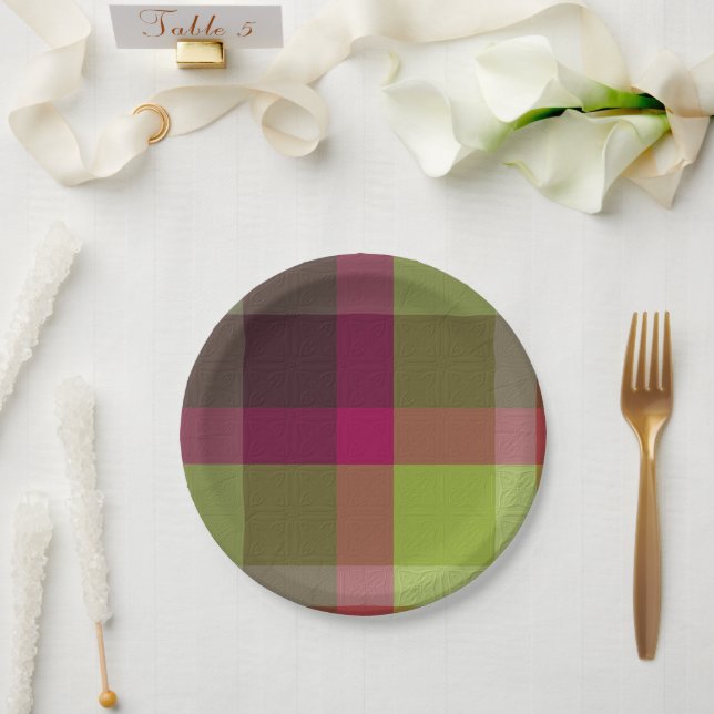 Prato De Papel Plaid Decorativo (Casamento)