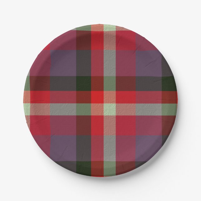 Prato De Papel Plaid Decorativo (Frente)