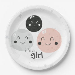 Prato De Papel Planeta Kawaii, cor-de-rosa, é um Chá de fraldas f