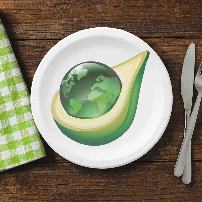 Prato De Papel Planeta Sustentável Eco Earth Avocado Globe (Criador carregado)