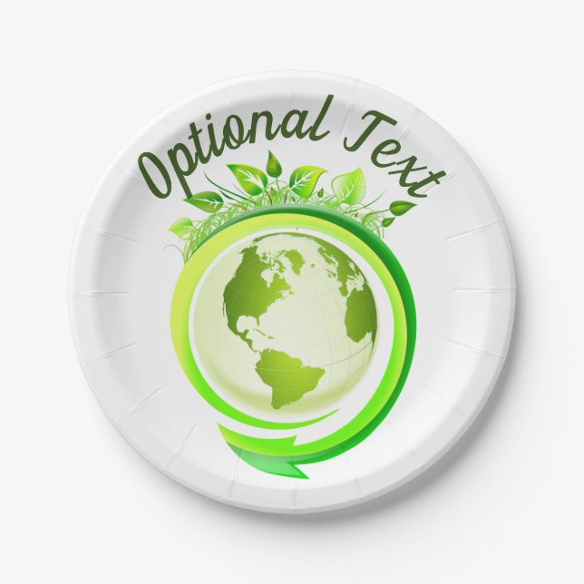 Prato De Papel Planeta Verde do Dia da Terra (Frente)