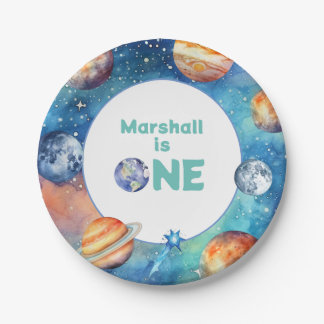 Prato De Papel Planetas da Galáxia da Primeira Festa de aniversár