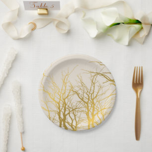 Prato De Papel Plano de Fundo do Padrão de Ramificações da Árvore