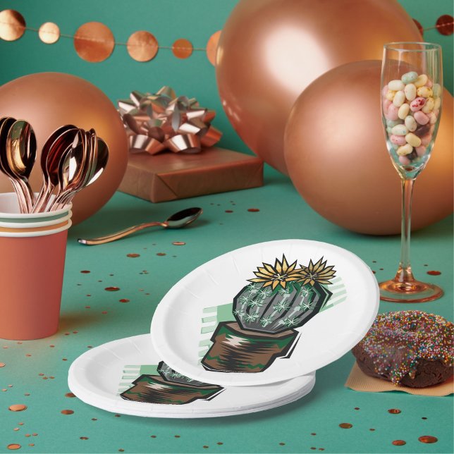 Prato De Papel Planta De Cactus Em Um Pote (Criador carregado)