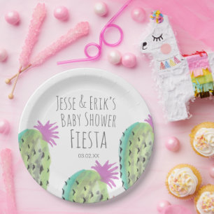 Prato De Papel Plantas de Cacto em Aquarela Pintadas à Mão Chá de