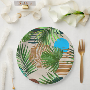 Prato De Papel Plantas do paraíso padrão havaiano