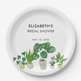Prato De Papel Plantas em Vasos Chá de Noiva Verde Personalizado