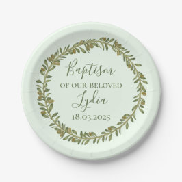 Prato De Papel Plástico de Batismo Personalizado com Azeitona