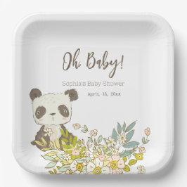 Prato De Papel Plato cuadrado Baby Shower Panda