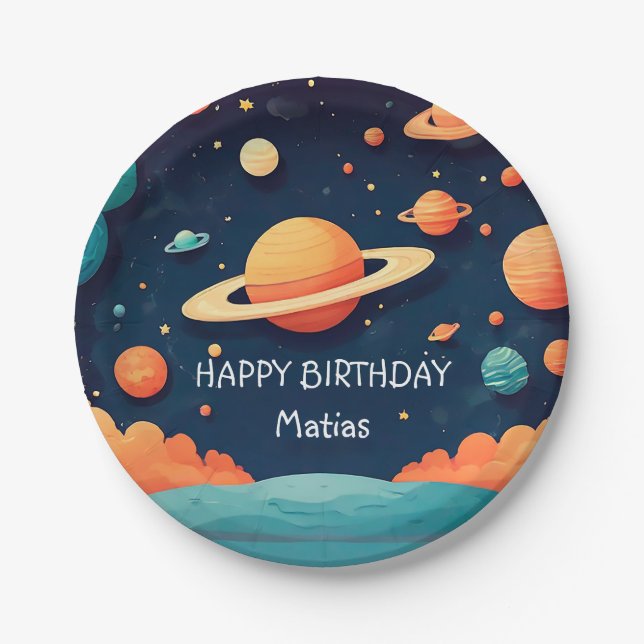 Prato De Papel Plato cumpleaños personalizado (Frente)