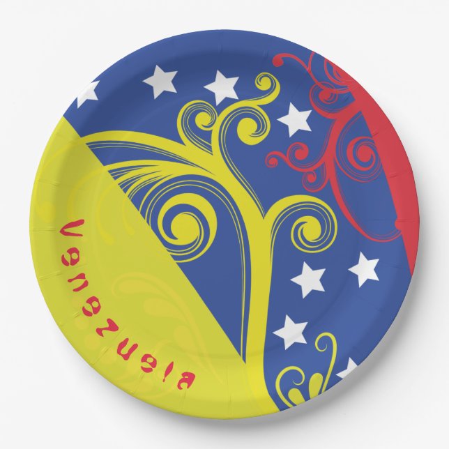 Prato De Papel plato decorado de papel I Love Venezuela (Frente)