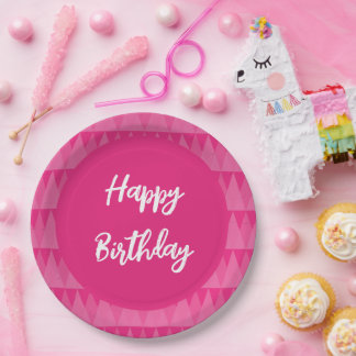 Prato De Papel Plato rosa texto editable