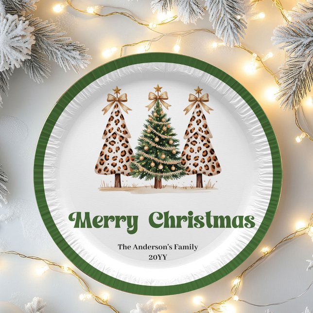 Prato De Papel Playful Christmas Tree Editable Personalized Plate (Playful Christmas Tree Editable Personalized Paper Plates)