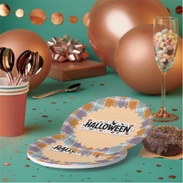 Prato De Papel Playful Halloween Plaid