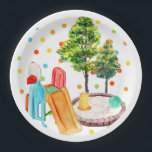 Prato De Papel Playground Feliz Aniversário Põe Polkadots<br><div class="desc">Que fofo! Este adesivo de aniversário feliz é perfeito para qualquer festa de aniversário. Itens correspondentes disponíveis.</div>