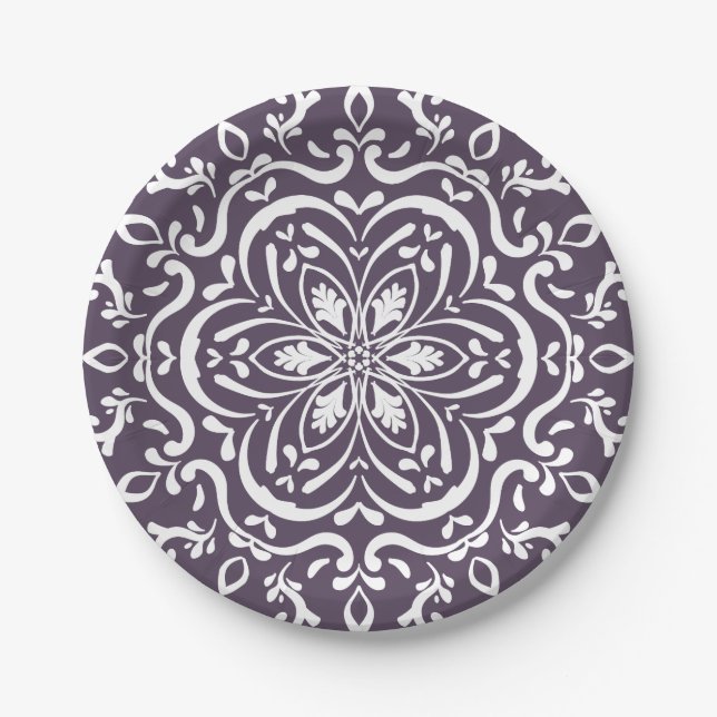 Prato De Papel Plum Mandala (Frente)