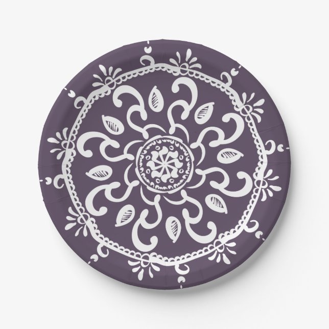 Prato De Papel Plum Mandala (Frente)