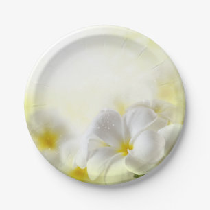 Prato De Papel Plumeria Branca Havaiana