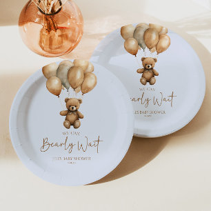 Prato De Papel Podemos Esperar Boho Teddy Bear Chá de fraldas