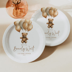 Prato De Papel Podemos Esperar Boho Teddy Bear Chá de fraldas